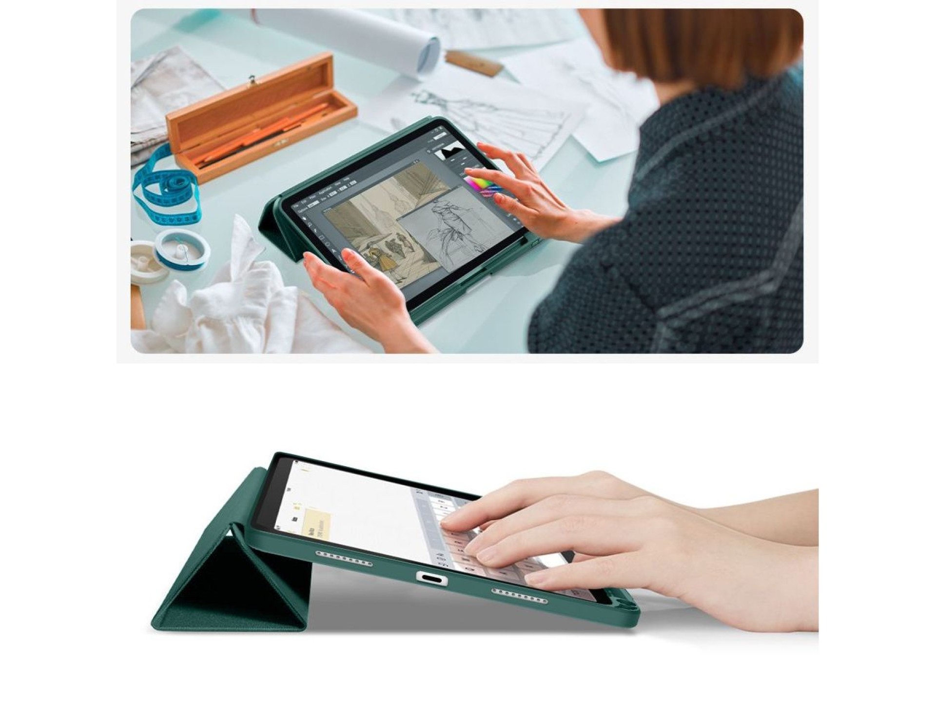 Capa Tech-Protect SC Pen Canvas para iPad de 10,9” (2022/2025) - verde