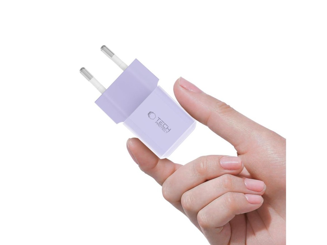 Cargador de pared Tech-Protect NCM25 USB-C PD de 25 W - Morado
