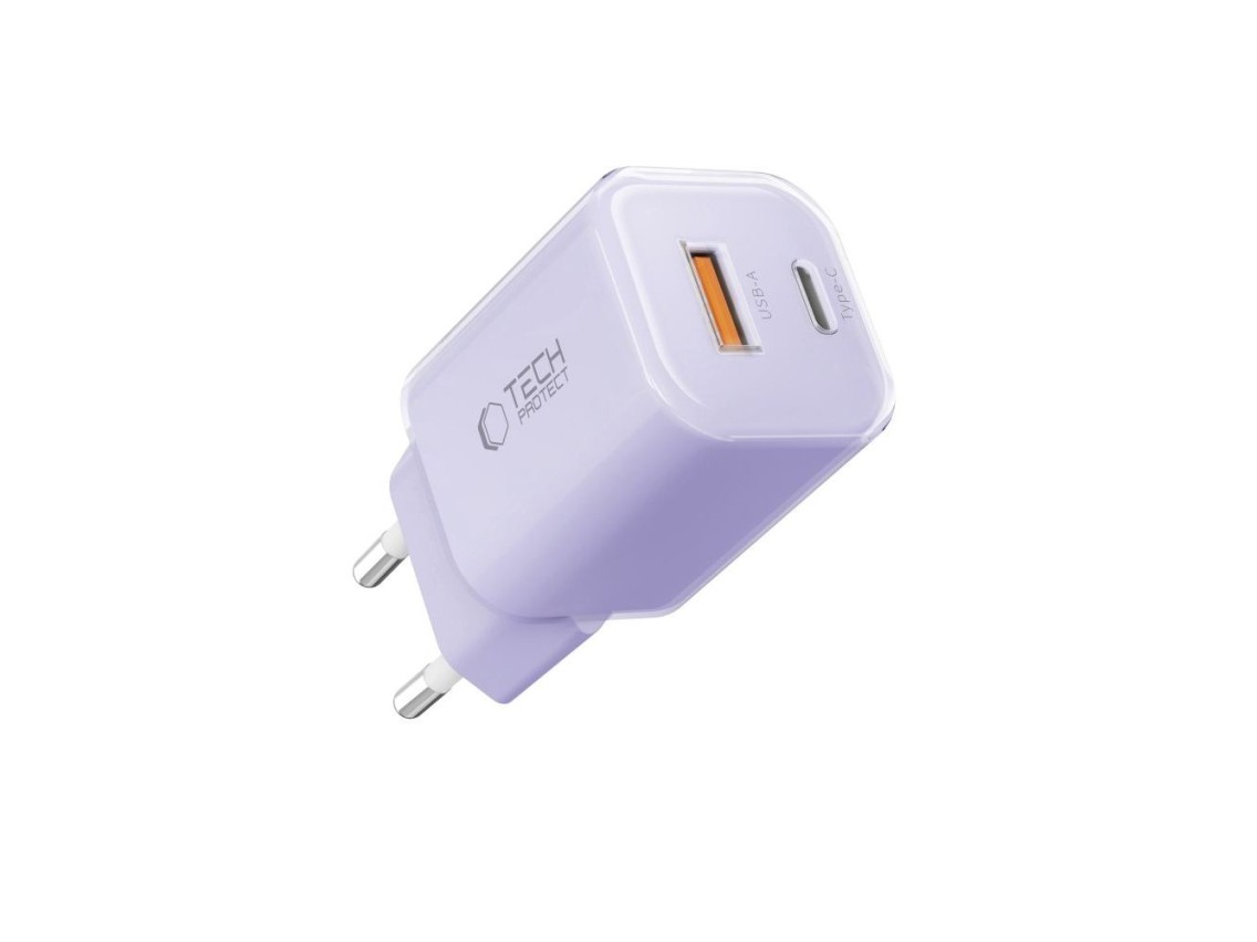 Cargador de pared Tech-Protect NCM33 PD 33 W QC3.0 USB-C/USB-C - Morado