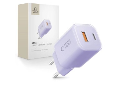Cargador de pared Tech-Protect NCM33 PD 33 W QC3.0 USB-C/USB-C - Morado Cargador de pared Tech-Protect NCM33 PD 33 W QC3.0 USB-C/USB-C - Morado