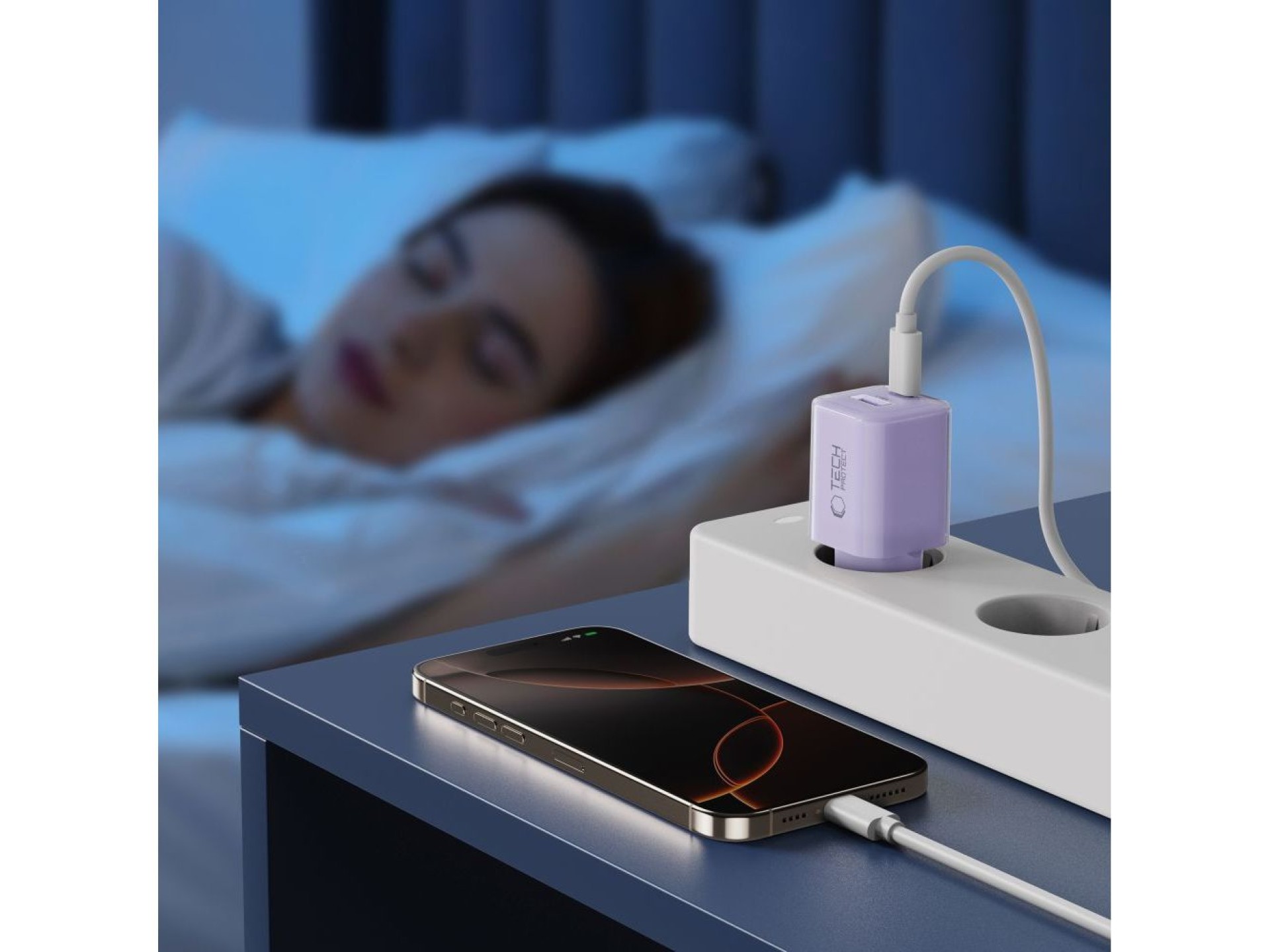 Cargador de pared Tech-Protect NCM33 PD 33 W QC3.0 USB-C/USB-C - Morado