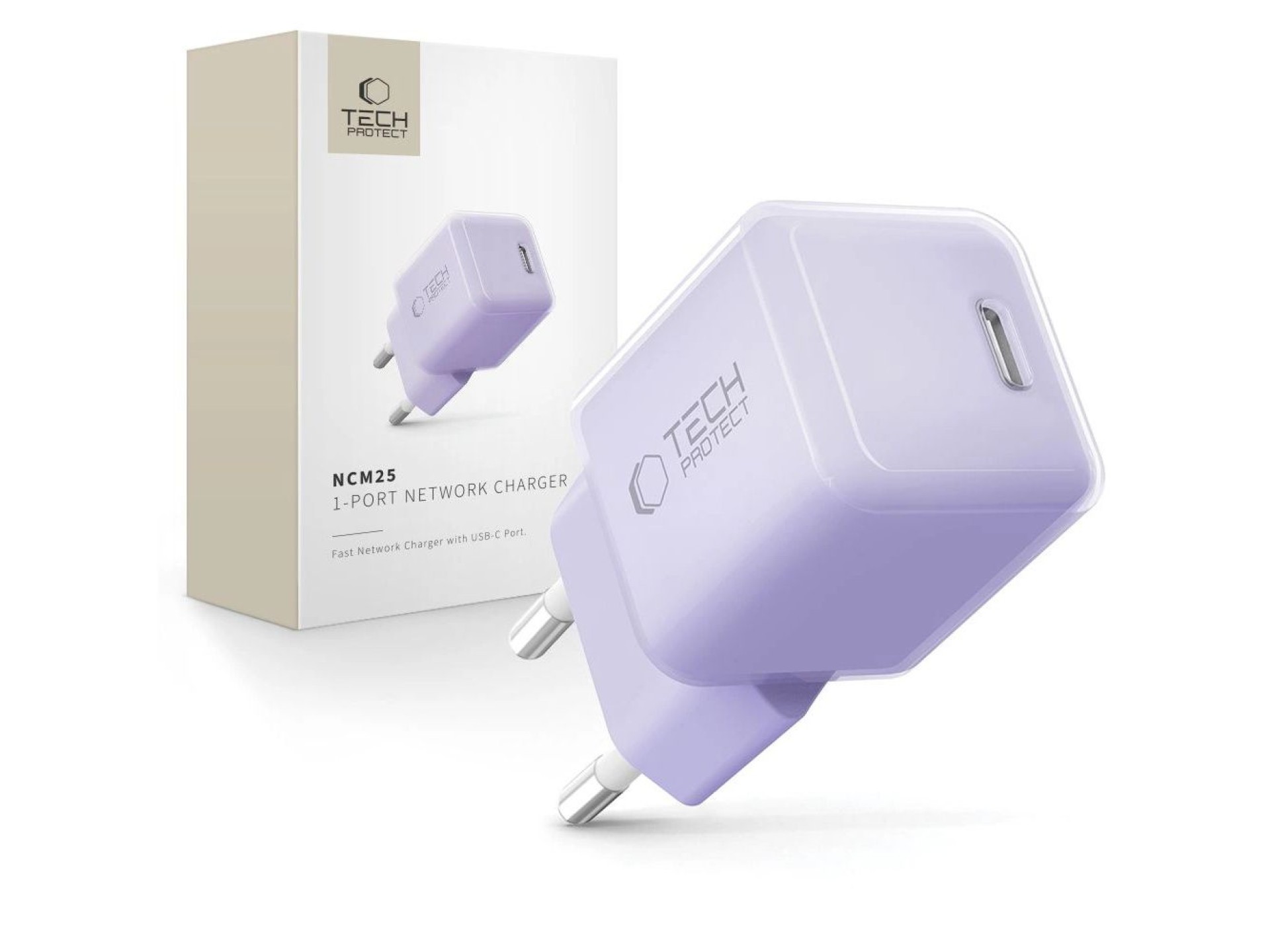 Cargador de pared Tech-Protect NCM25 USB-C PD de 25 W - Morado