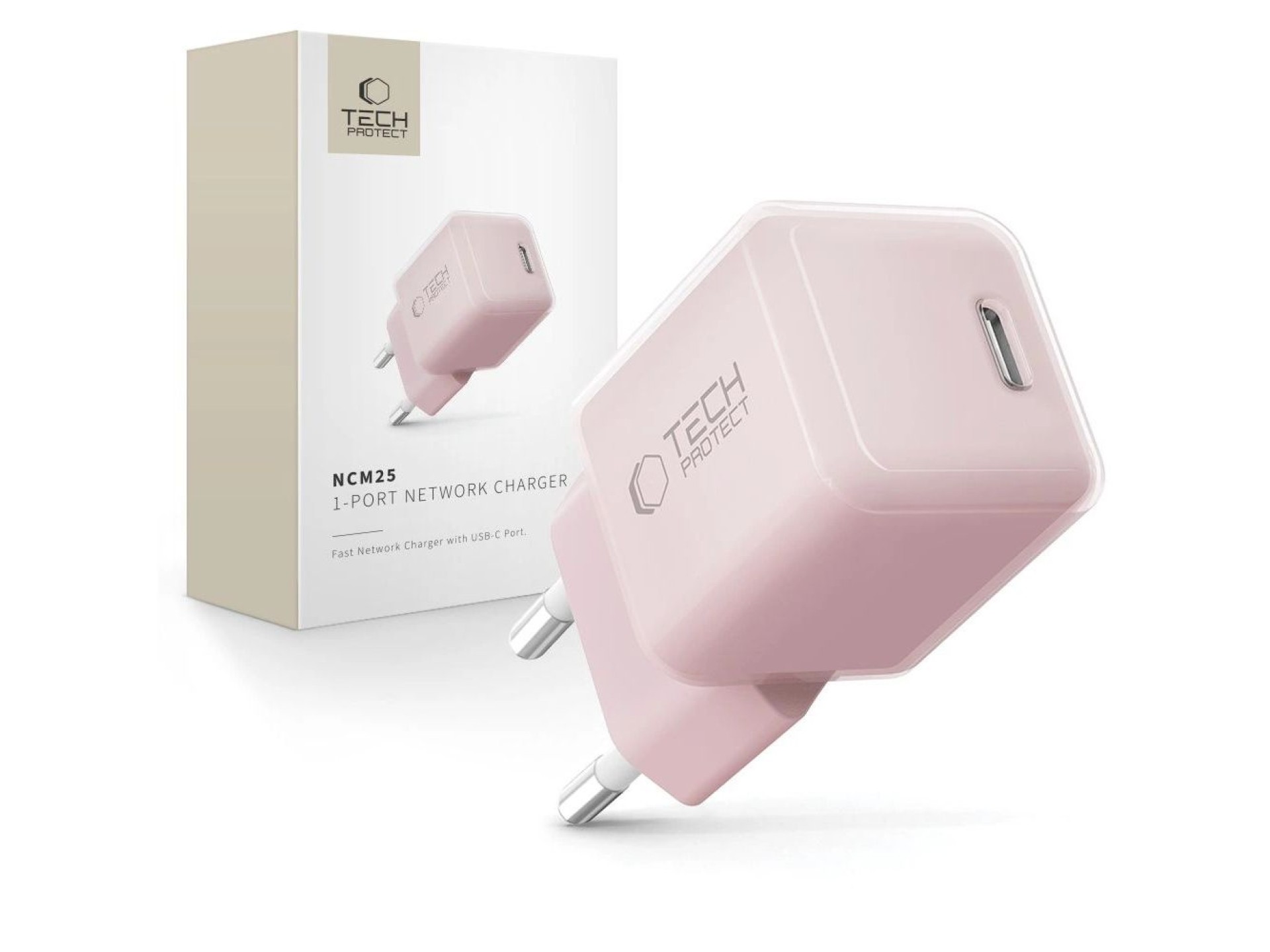 Cargador de pared Tech-Protect NCM25 USB-C PD de 25 W - Rosa