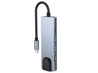 Hub Tech-Protect V3 5 em 1 USB-C - USB-A 3.0 / USB-A 2.0 / USB-C / HDMI / RJ45 - cinza Hub Tech-Protect V3 5 em 1 USB-C - USB-A 3.0 / USB-A 2.0 / USB-C / HDMI / RJ45 - cinza
