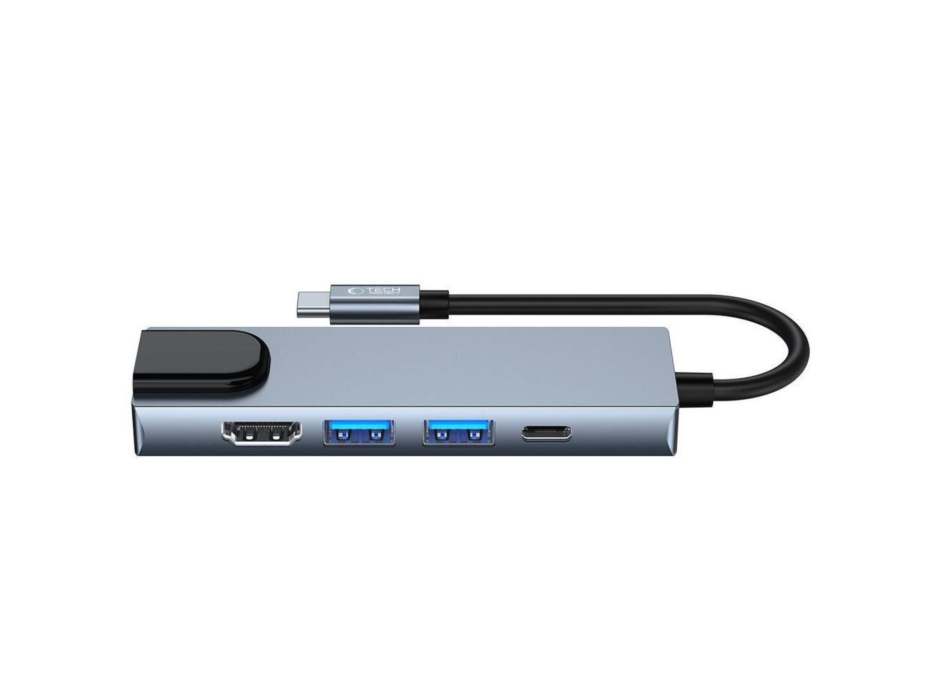 Hub Tech-Protect V3 5 em 1 USB-C - USB-A 3.0 / USB-A 2.0 / USB-C / HDMI / RJ45 - cinza