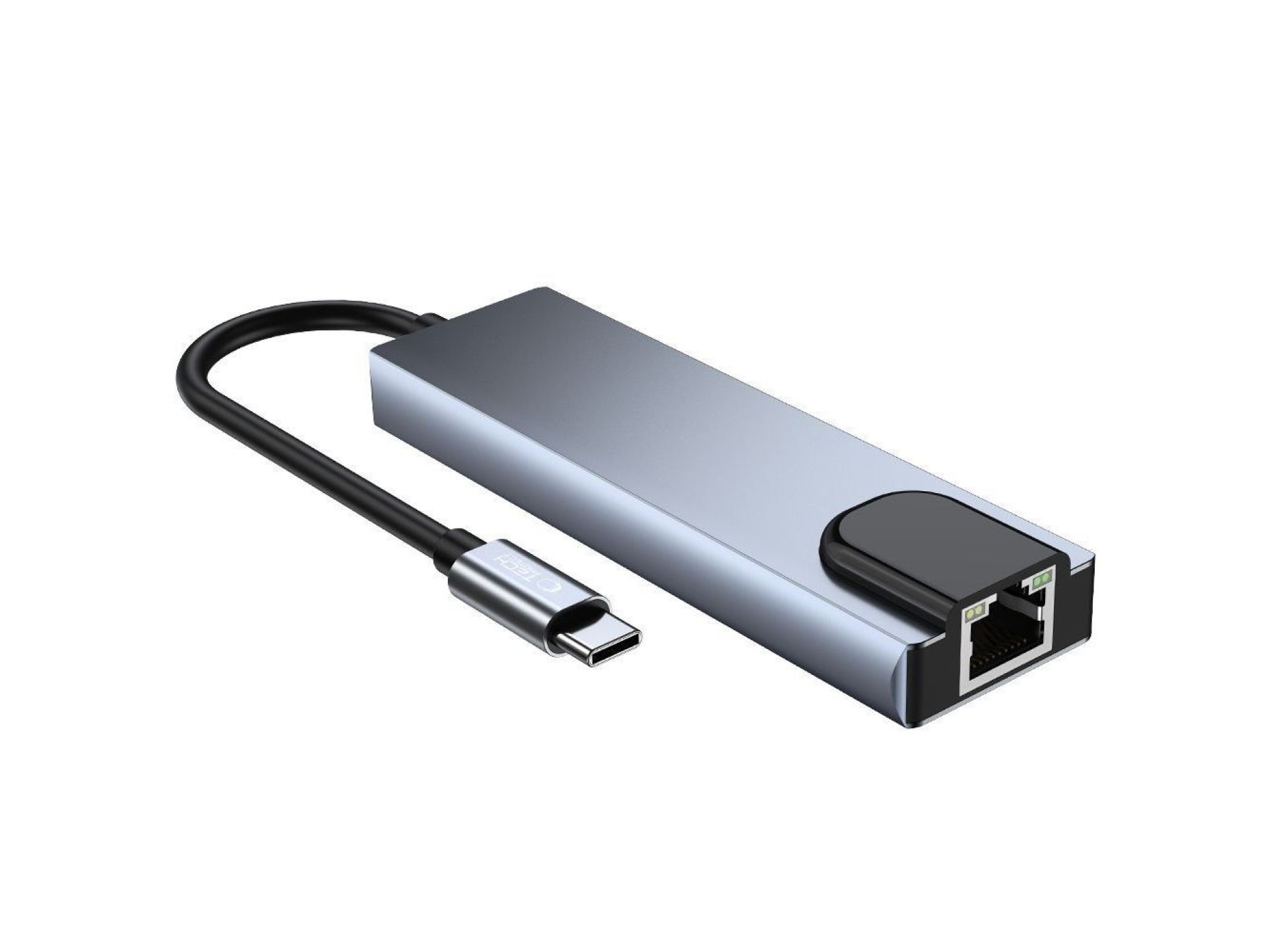 Hub Tech-Protect V3 5 em 1 USB-C - USB-A 3.0 / USB-A 2.0 / USB-C / HDMI / RJ45 - cinza