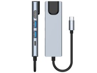 Hub Tech-Protect V3 5 em 1 USB-C - USB-A 3.0 / USB-A 2.0 / USB-C / HDMI / RJ45 - cinza Hub Tech-Protect V3 5 em 1 USB-C - USB-A 3.0 / USB-A 2.0 / USB-C / HDMI / RJ45 - cinza