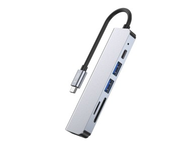 HUB Tech-Protect V4 6in1 USB-C - USB-A 3.0 / USB-A 2.0 / USB-C / HDMI / micro SD / TF / SD card read