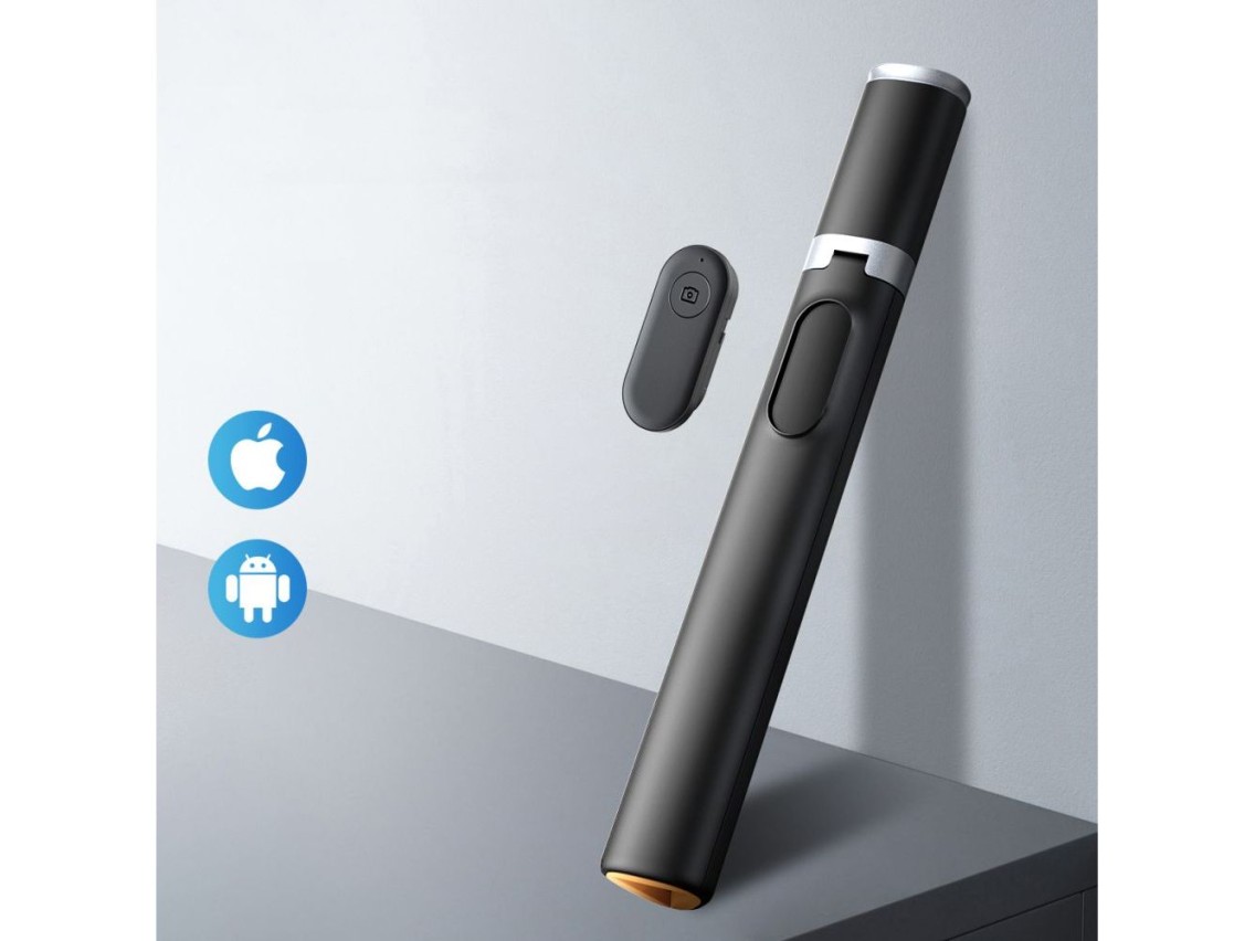 Bastão de selfie Tech-Protect L08S com Bluetooth, controle remoto e tripé de até 141 cm - Preto