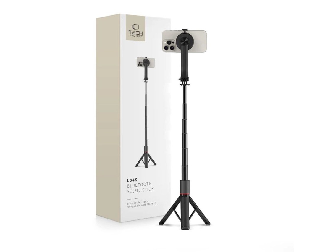 Bastão de selfie Bluetooth Tech-Protect L04S com tripé, alcance de até 95 cm e rotação de 360° - Pre