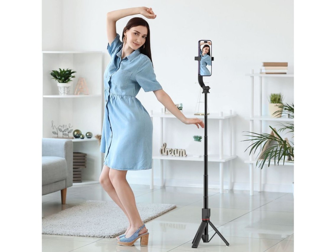 Bastão de selfie Bluetooth Tech-Protect L04S com tripé, alcance de até 95 cm e rotação de 360° - Pre