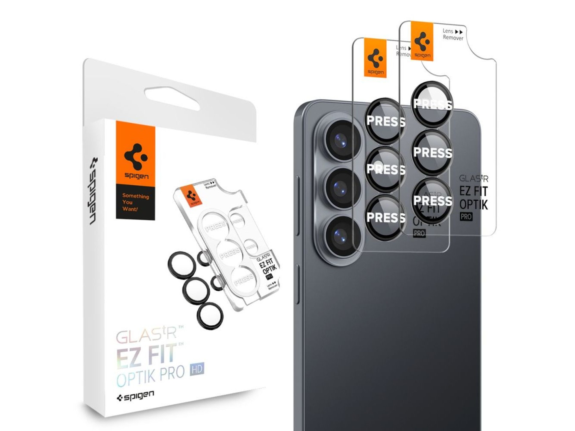 Spigen Glas.Tr Ez Fit Optik Pro HD Camera Cover (pacote com 2) para Samsung Galaxy S26+ - Preto