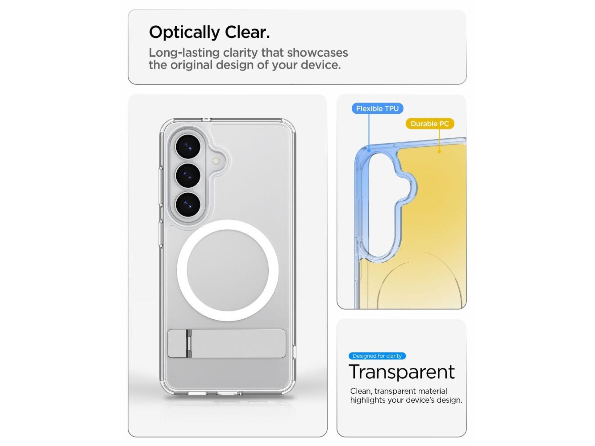 Funda Spigen Ultra Hybrid S Mag MagSafe para Samsung Galaxy S26+ - Transparente y blanca