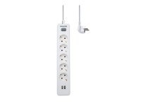 5-socket schuko power strip with switch + 2 usb a ports, 2m cable, 16a 230v~, white 5-socket schuko power strip with switch + 2 usb a ports, 2m cable, 16a 230v~, white