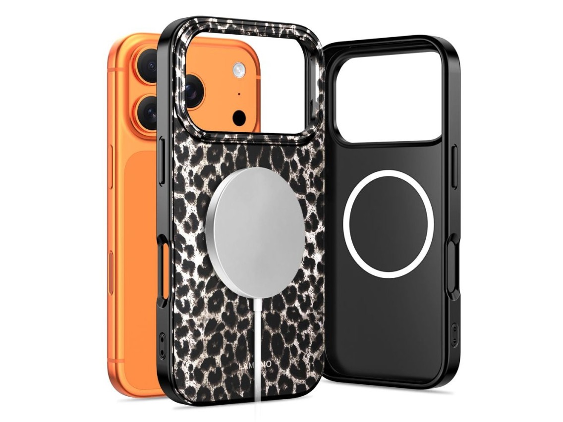 Capa Tech-Protect Lamano MagSafe para iPhone 17 Pro Max - preta e marrom