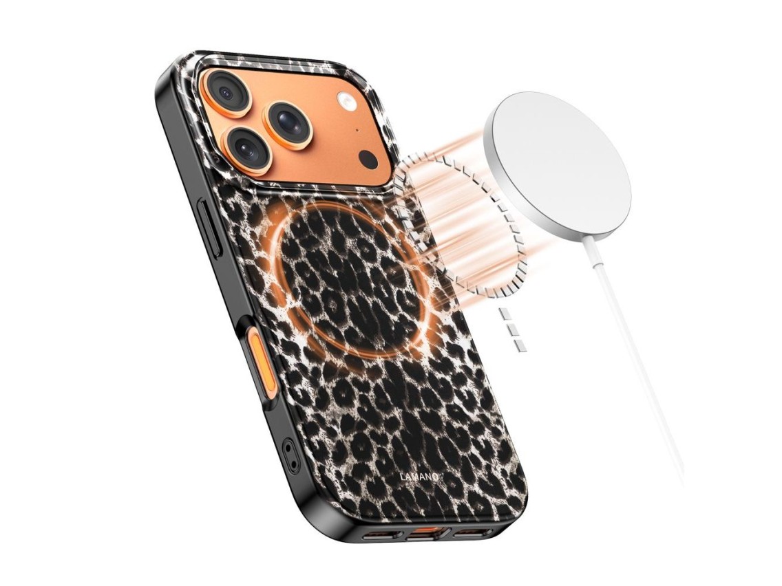 Capa Tech-Protect Lamano MagSafe para iPhone 17 Pro Max - preta e marrom