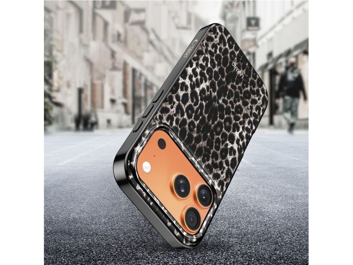 Capa Tech-Protect Lamano MagSafe para iPhone 17 Pro Max - preta e marrom
