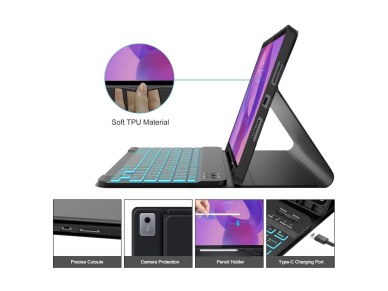 Capa Tech-Protect SC para Lenovo Idea Tab Plus 12.1 TB-361 - Preta