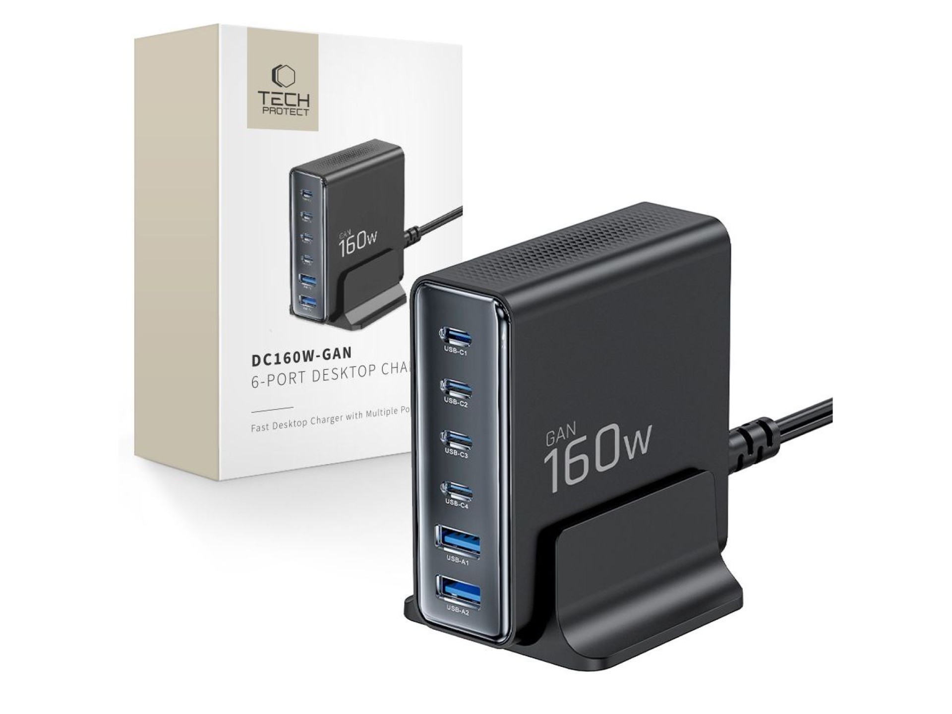Tech-Protect DC160W-GAN 6-Port 160W Wall Charger - Black