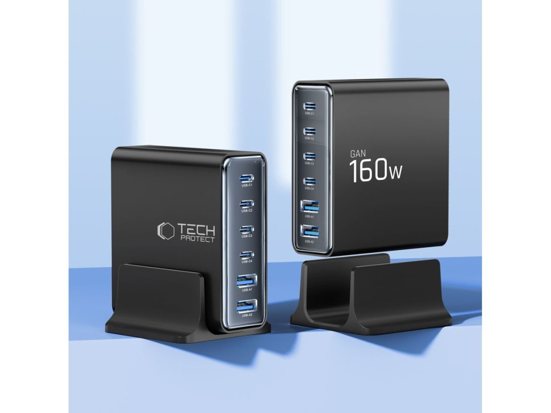 Tech-Protect DC160W-GAN 6-Port 160W Wall Charger - Black