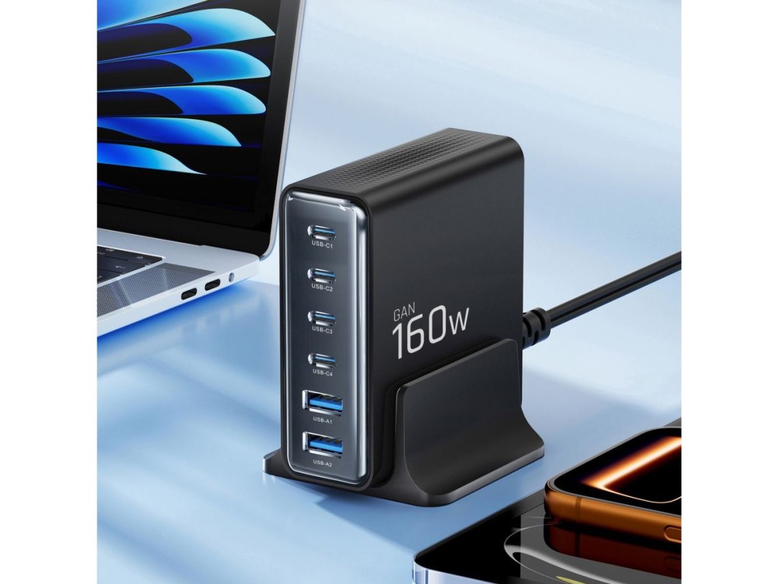 Tech-Protect DC160W-GAN 6-Port 160W Wall Charger - Black