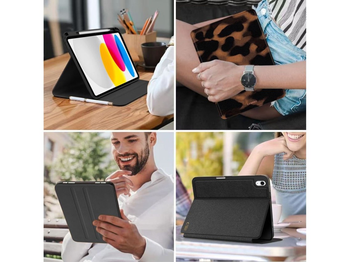 Funda Tech-Protect Lamano para iPad 10.9" 10/2022 / 11" 11/2025 - marrón y negro