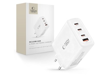 Tech-Protect NC120W-GAN 4-Port 120W Wall Charger - White Tech-Protect NC120W-GAN 4-Port 120W Wall Charger - White