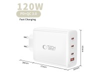 Tech-Protect NC120W-GAN 4-Port 120W Wall Charger - White Tech-Protect NC120W-GAN 4-Port 120W Wall Charger - White