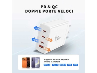 Tech-Protect NC120W-GAN 4-Port 120W Wall Charger - White Tech-Protect NC120W-GAN 4-Port 120W Wall Charger - White