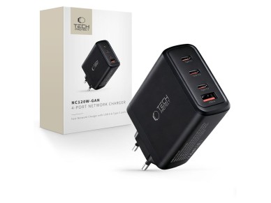 Tech-Protect NC120W-GAN 4-Port 120W Wall Charger - Black Tech-Protect NC120W-GAN 4-Port 120W Wall Charger - Black