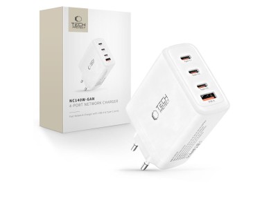 Carregador de parede Tech-Protect NC140W-GAN de 4 portas e 140 W - Branco