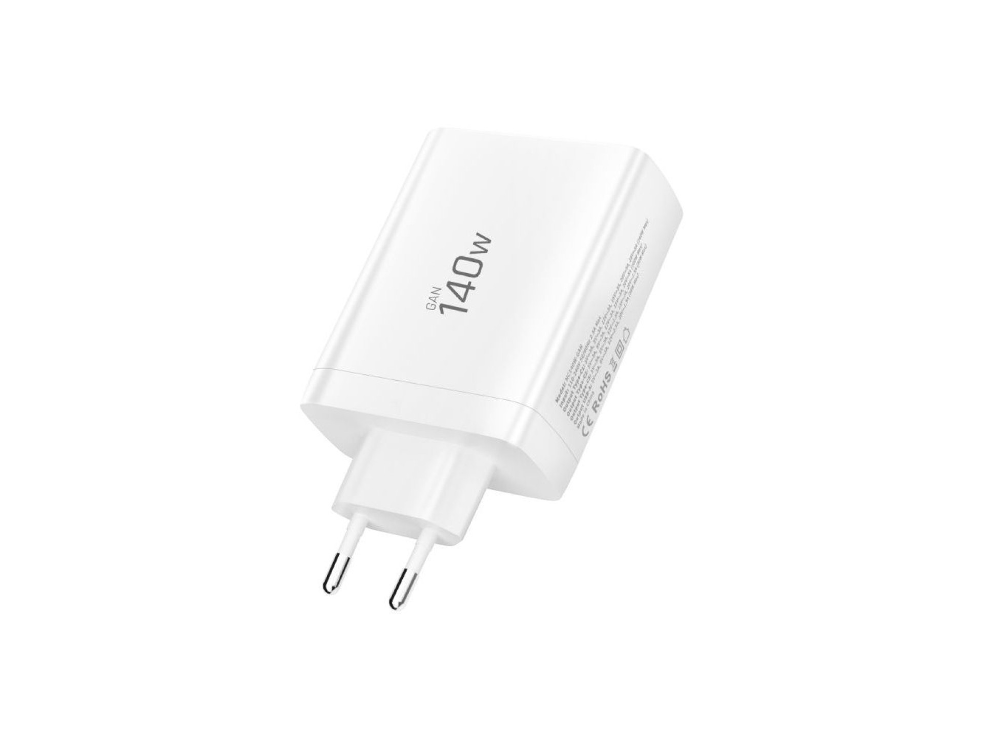 Carregador de parede Tech-Protect NC140W-GAN de 4 portas e 140 W - Branco