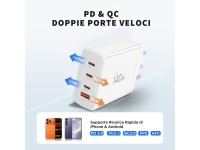 Carregador de parede Tech-Protect NC140W-GAN de 4 portas e 140 W - Branco