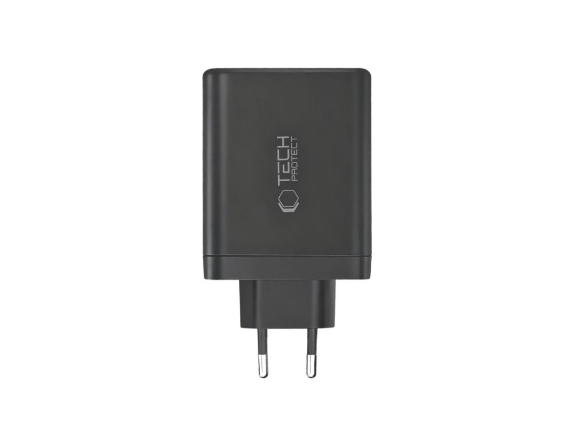 Cargador de pared Tech-Protect NC140W-GAN de 4 puertos y 140 W - Negro