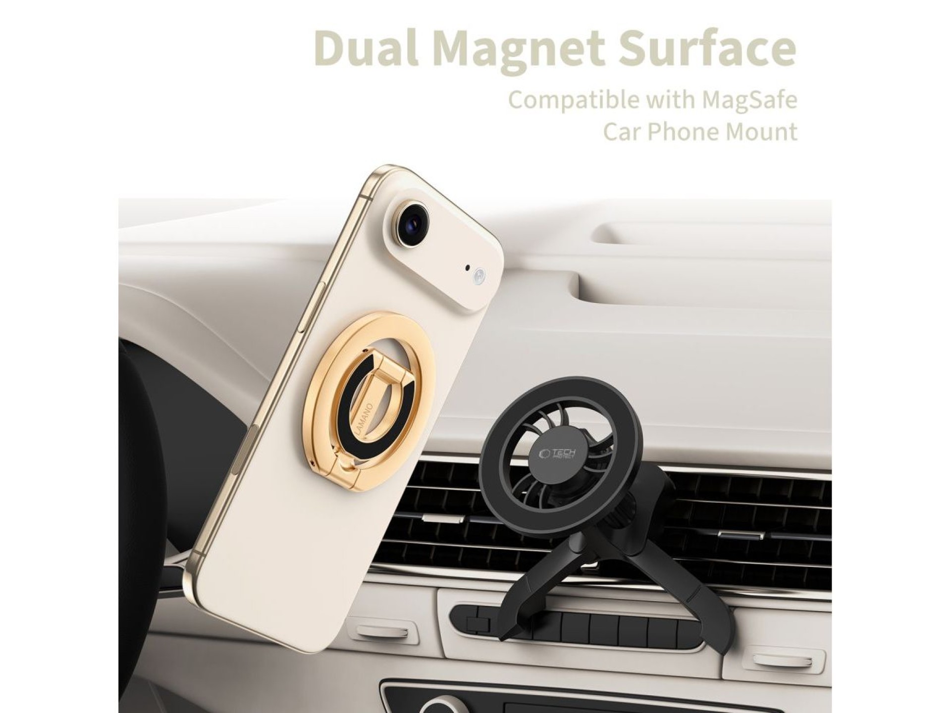 Anel magnético Tech-Protect MMR400 Lamano para celular - Dourado