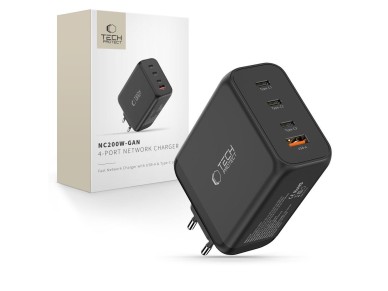 Tech-Protect NC200W-GaN 4-Port 200W Wall Charger - Black