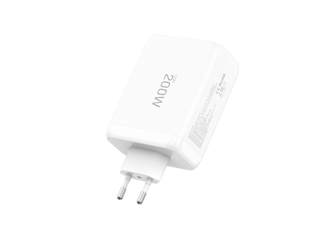 Carregador de parede Tech-Protect NC200W-GaN de 4 portas e 200 W - Branco