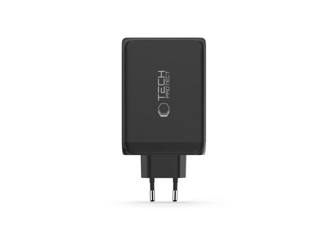 Cargador de pared Tech-Protect NC240W-GaN de 4 puertos y 240 W - Negro