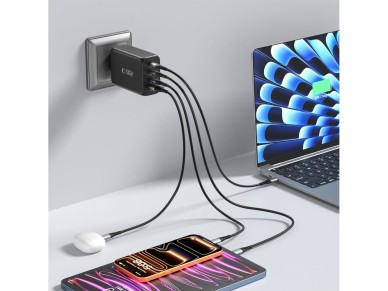 Tech-Protect NC240W-GaN 4-Port 240W Wall Charger - Black Tech-Protect NC240W-GaN 4-Port 240W Wall Charger - Black