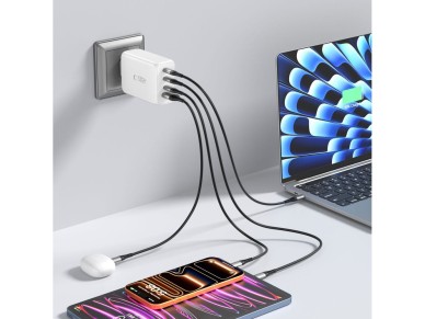 Tech-Protect NC240W-GaN 4-Port 240W Wall Charger - White Tech-Protect NC240W-GaN 4-Port 240W Wall Charger - White