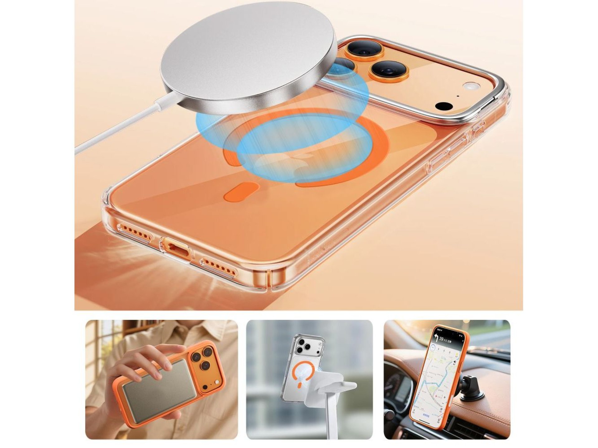 MagSafe Tech-Protect MMP-200 Magnetic Ring for Phone - Orange