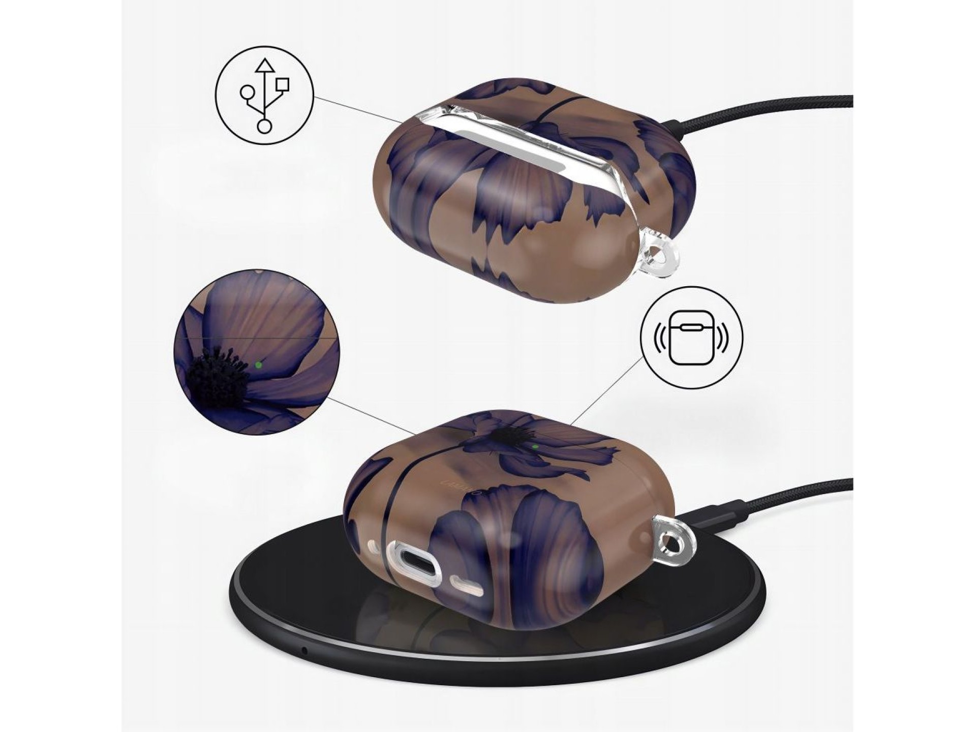 Capa Tech-Protect Lamano para AirPods 4 - marrom e roxa