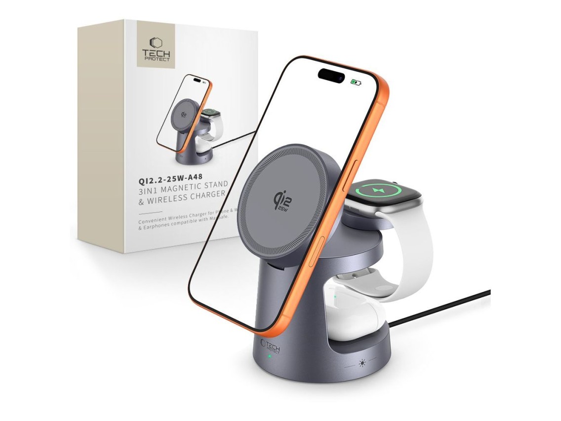 Tech-Protect QI2.2-25W-A48 3in1 Magnetic Wireless Charger - Navy Blue
