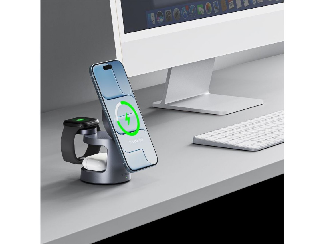 Tech-Protect QI2.2-25W-A48 3in1 Magnetic Wireless Charger - Navy Blue