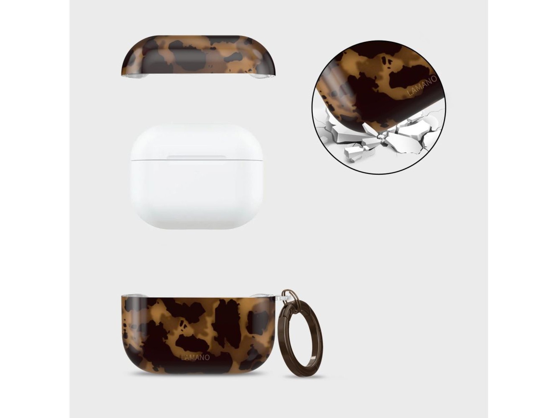 Capa Tech-Protect Lamano para AirPods Pro 1/2 - preta e marrom