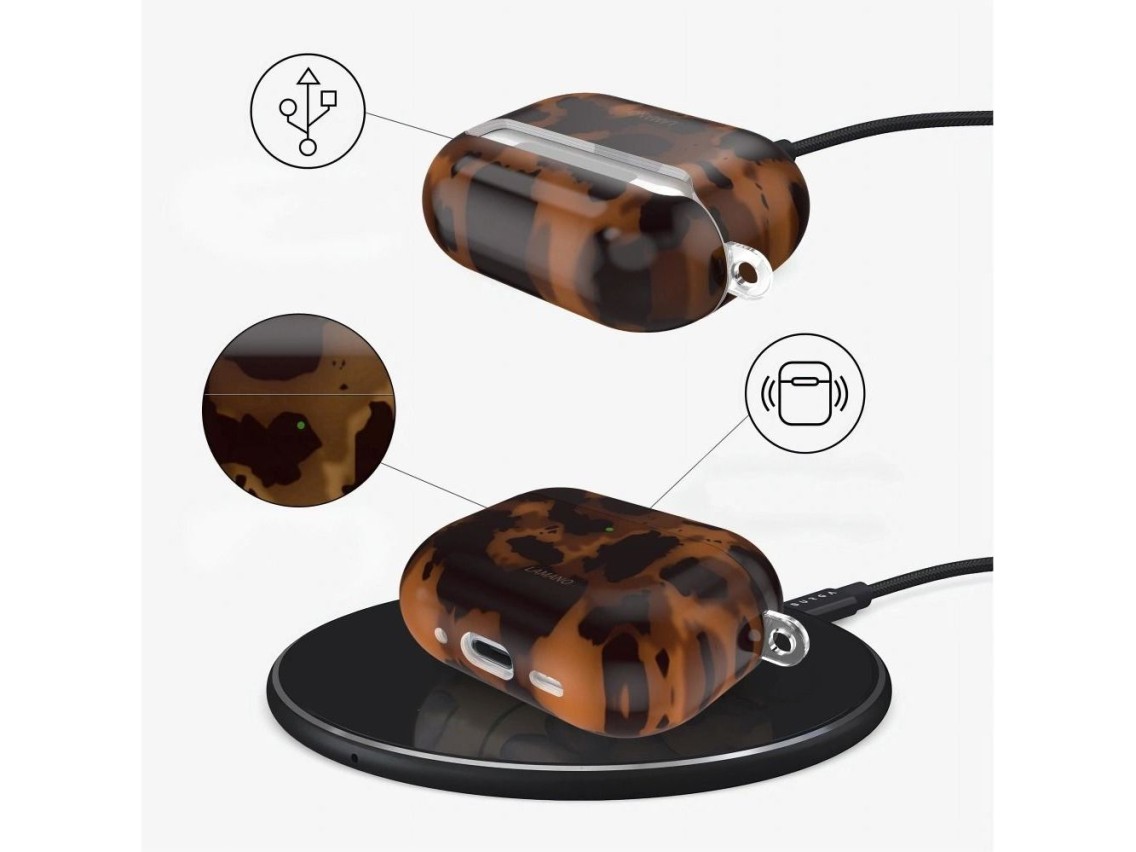 Capa Tech-Protect Lamano para AirPods Pro 1/2 - preta e marrom