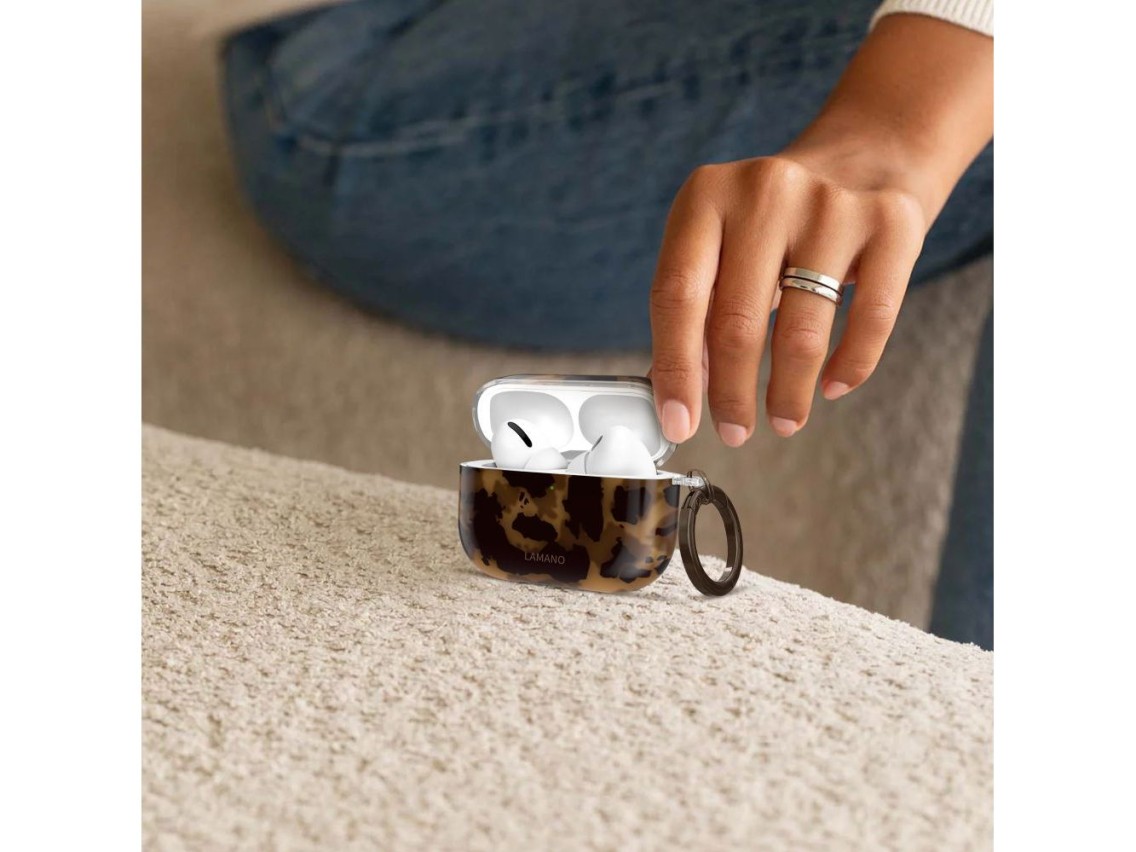 Capa Tech-Protect Lamano para AirPods Pro 1/2 - preta e marrom