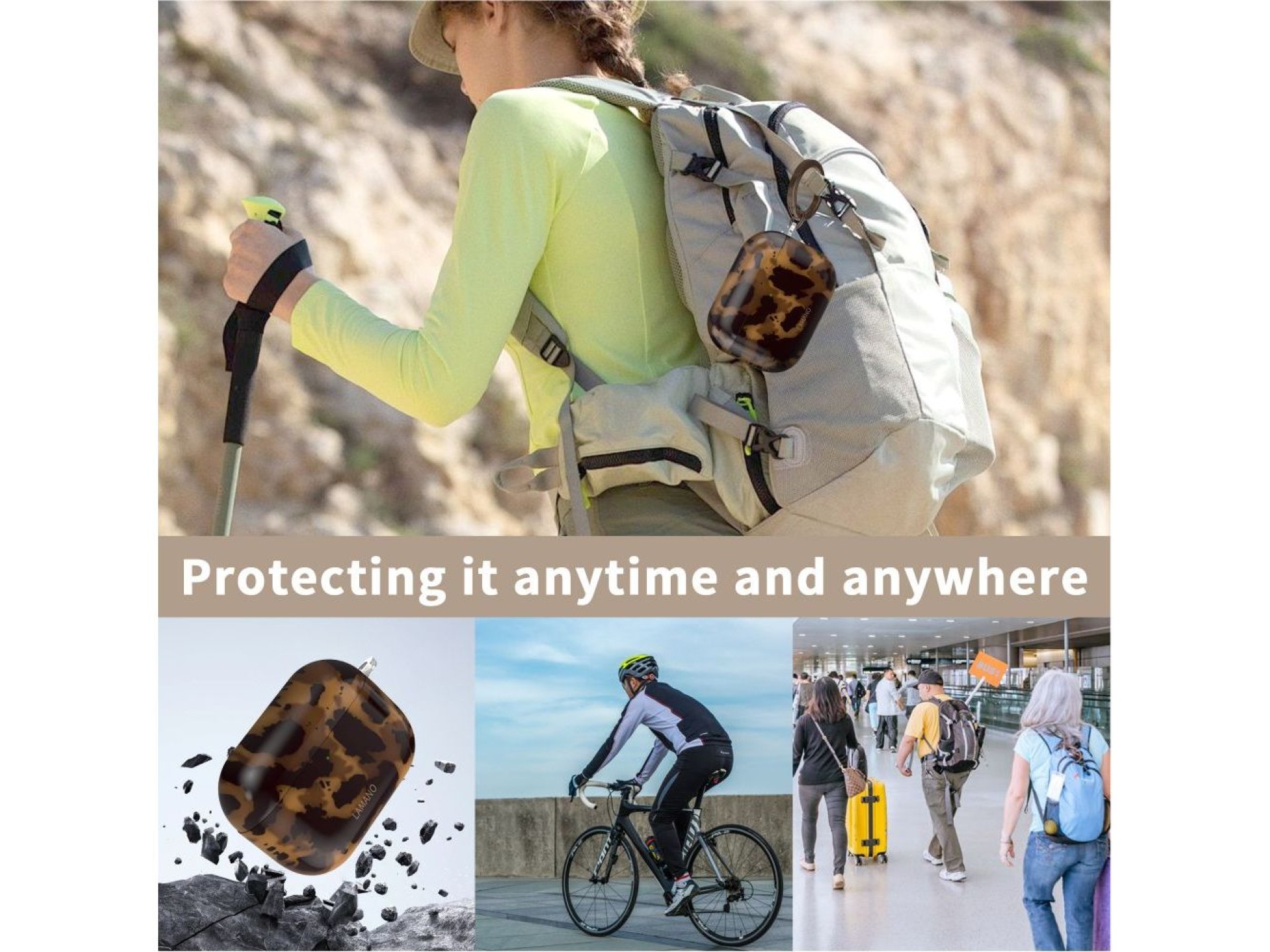 Capa Tech-Protect Lamano para AirPods Pro 1/2 - preta e marrom