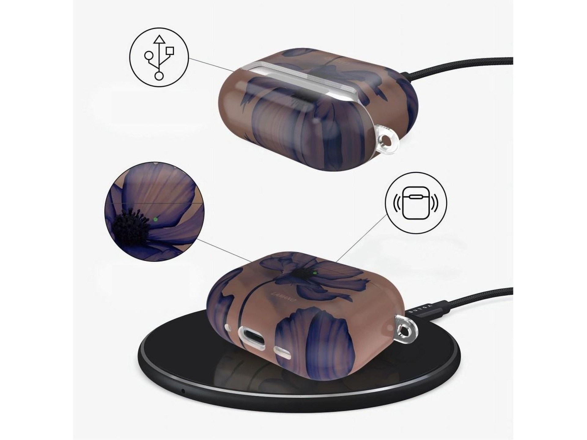 Capa Tech-Protect Lamano para AirPods Pro 1/2 - marrom-roxo