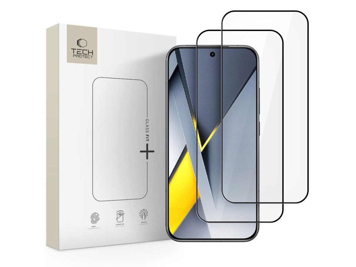 Paquete de 2 protectores de pantalla Tech-Protect Glass Fit+ para Xiaomi Poco F8 Pro (negro)